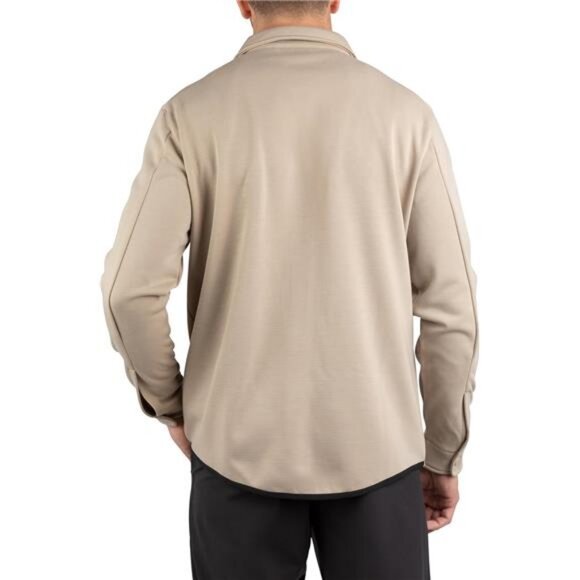 Men's Long Sleeve Button Down Lightweight Shirt Jacket w Flap Pockets Gridliner - Picture 3 of 4